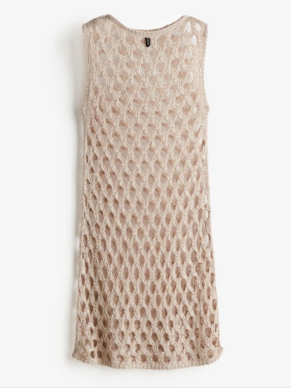 H&M Divided Crochet Knit Dress Beige Sleeveless Sheer Boho Cover Up Small